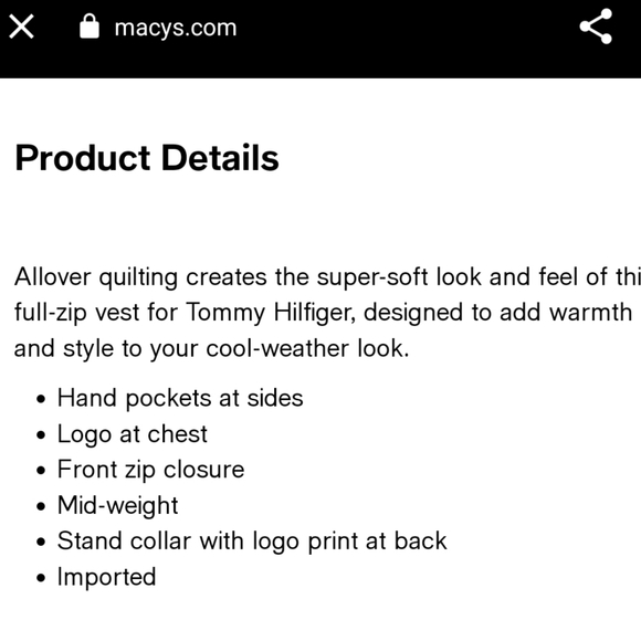 Tommy Hilfiger Puffer Gray Quilted Vest - Picture 8 of 8